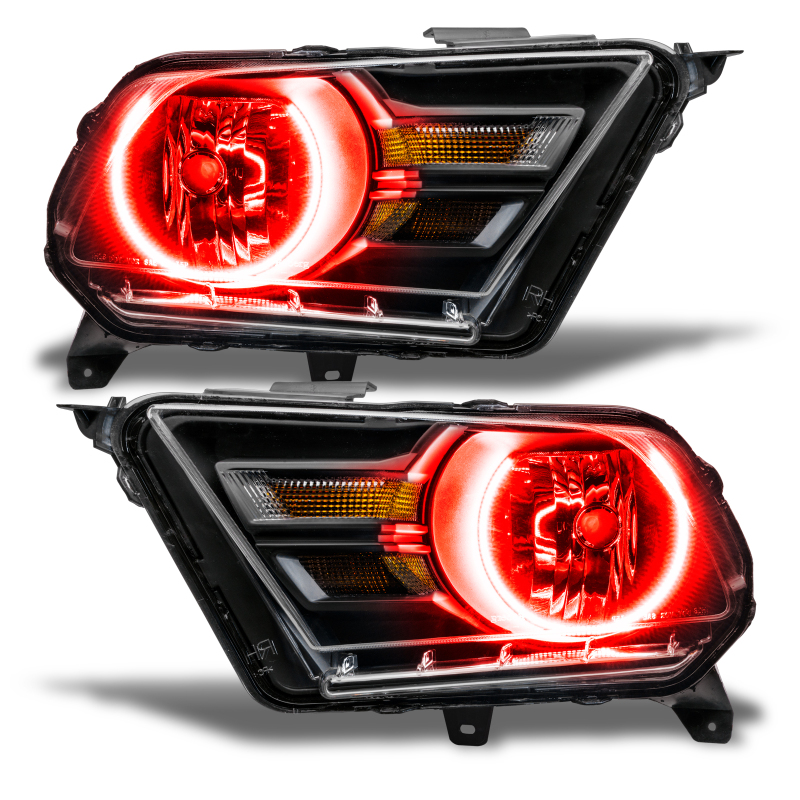 Ford Mustang Headlight Assembly - ORACLE Lighting - Pre-Assembled SMD Halo (Non-HID) - Red - `10-`14